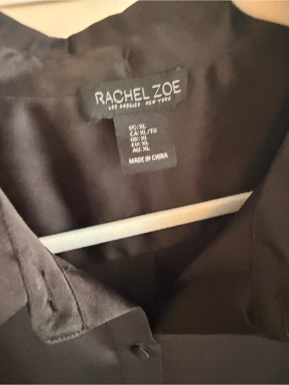 Rachel Zoe Black Satin Button-Front Top with Feather Cuffs - Picture 5 of 5